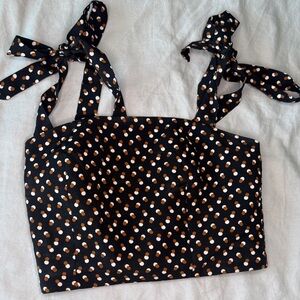 Damo Black and Orange Polka Dot Tank Top